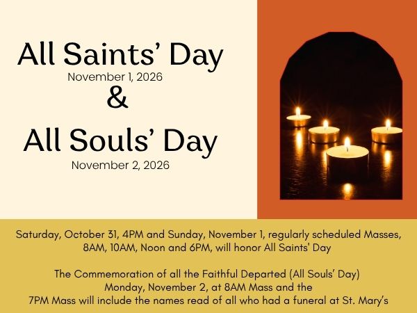 All Saints' and All Souls' Day Mass Times