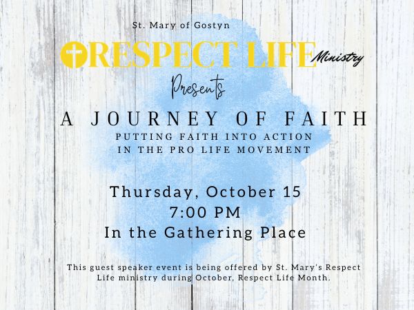 Pro Life speaker event Oct 15